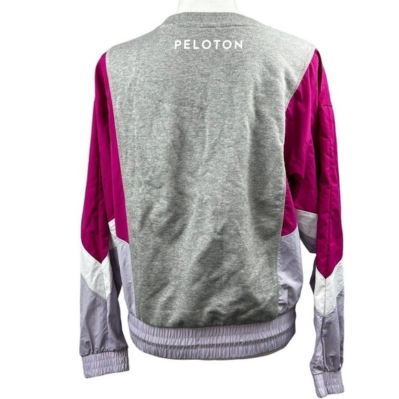 Peloton Chic Fabric Mix Pullover Sweatshirt Size XS Gray Fuschia Pink - Picture 11 of 14